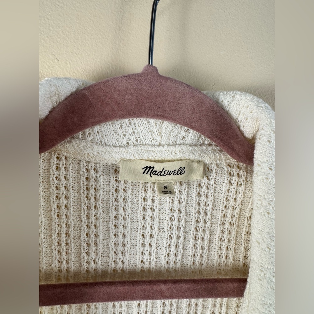 Madewell Crochet-Knit V-Neck Sweater Vest in Vintage Ivory - Picture 2 of 7